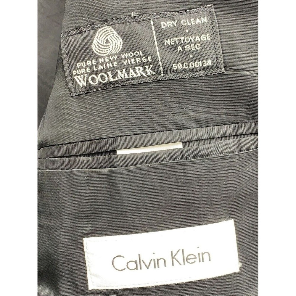Calvin Klein 2 Piece Suit 42R Pants 38X29 Black Pure Wool Canada Teamster 1998 - Picture 4 of 16